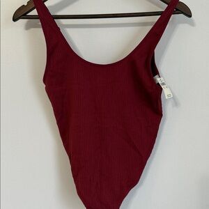 Aerie Deep Red Ribbed Bodysuit